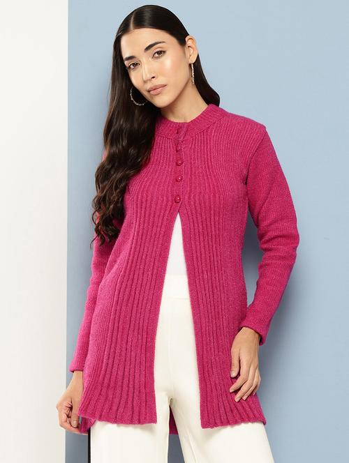 women long sleeves self design cardigan - 21694982 -  Standard Image - 0