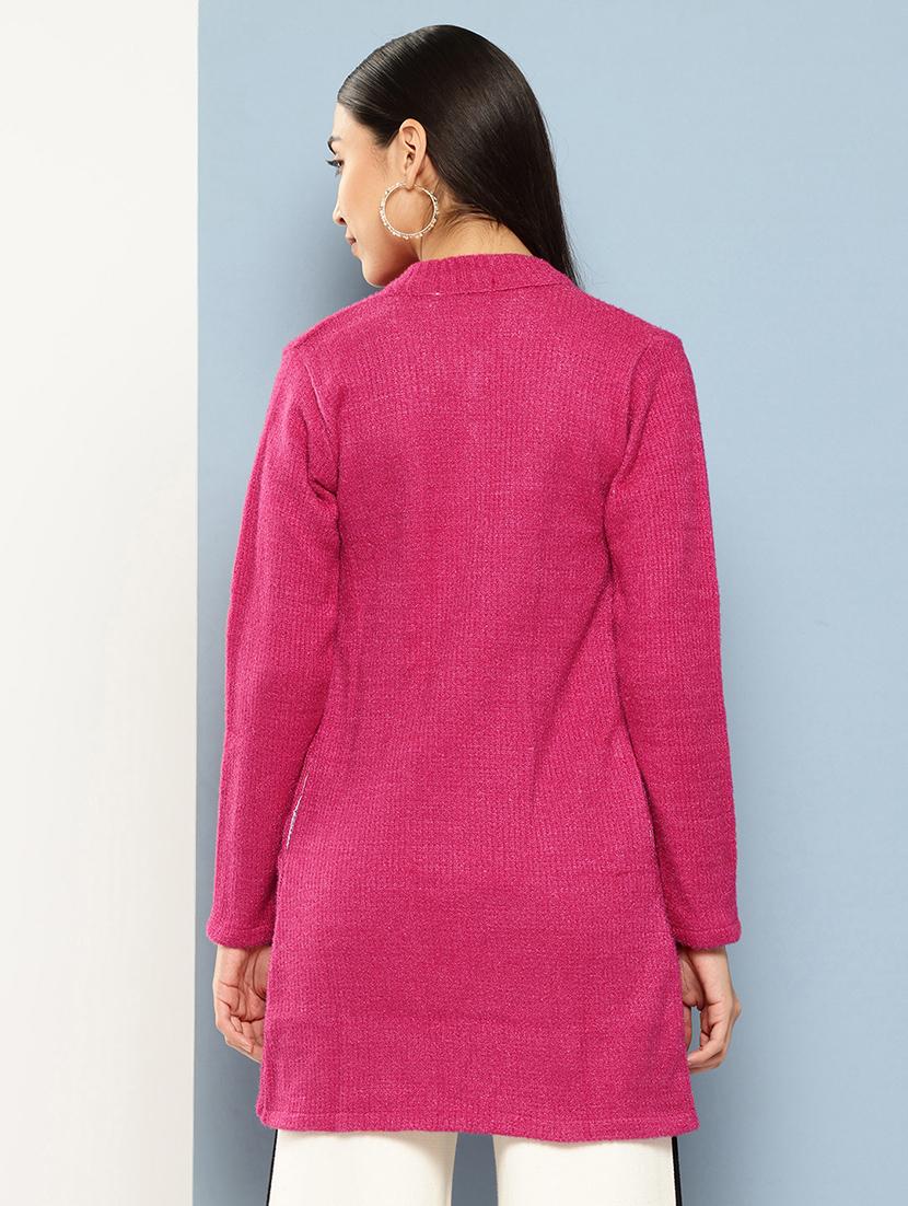 women long sleeves self design cardigan - 21694982 - Standard Image - 3
