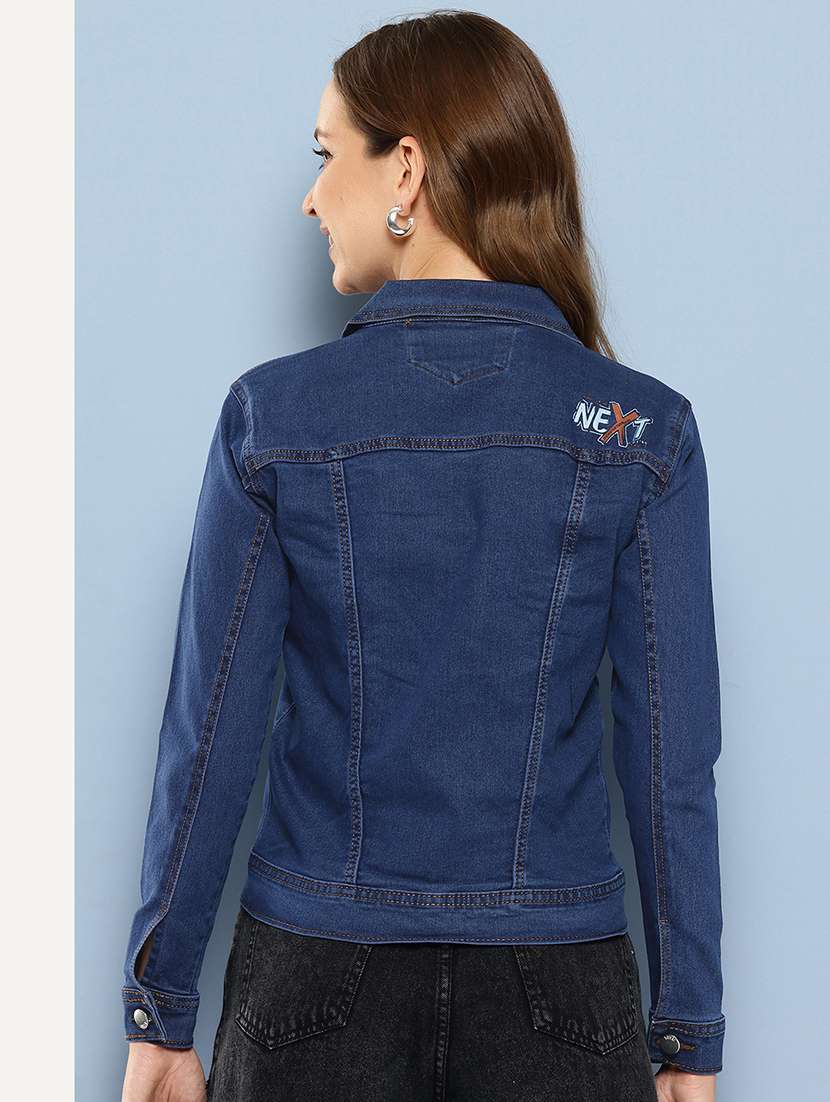 women long sleeves solid denim jacket - 21695000 - Standard Image - 3
