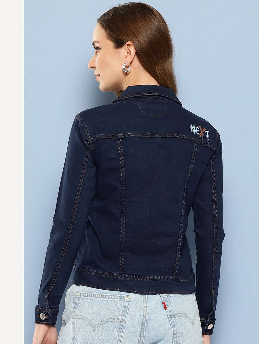 women long sleeves solid denim jacket - 21695001 -  Standard Image - 3