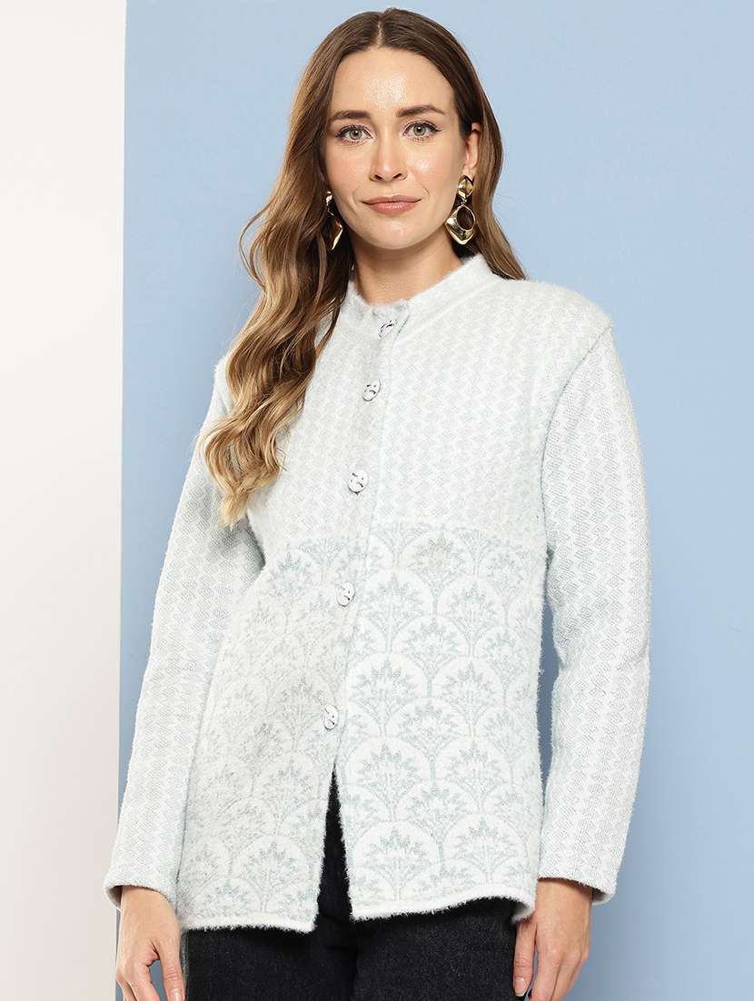 women long sleeves self design cardigan - 21695010 -  Zoom Image - 0