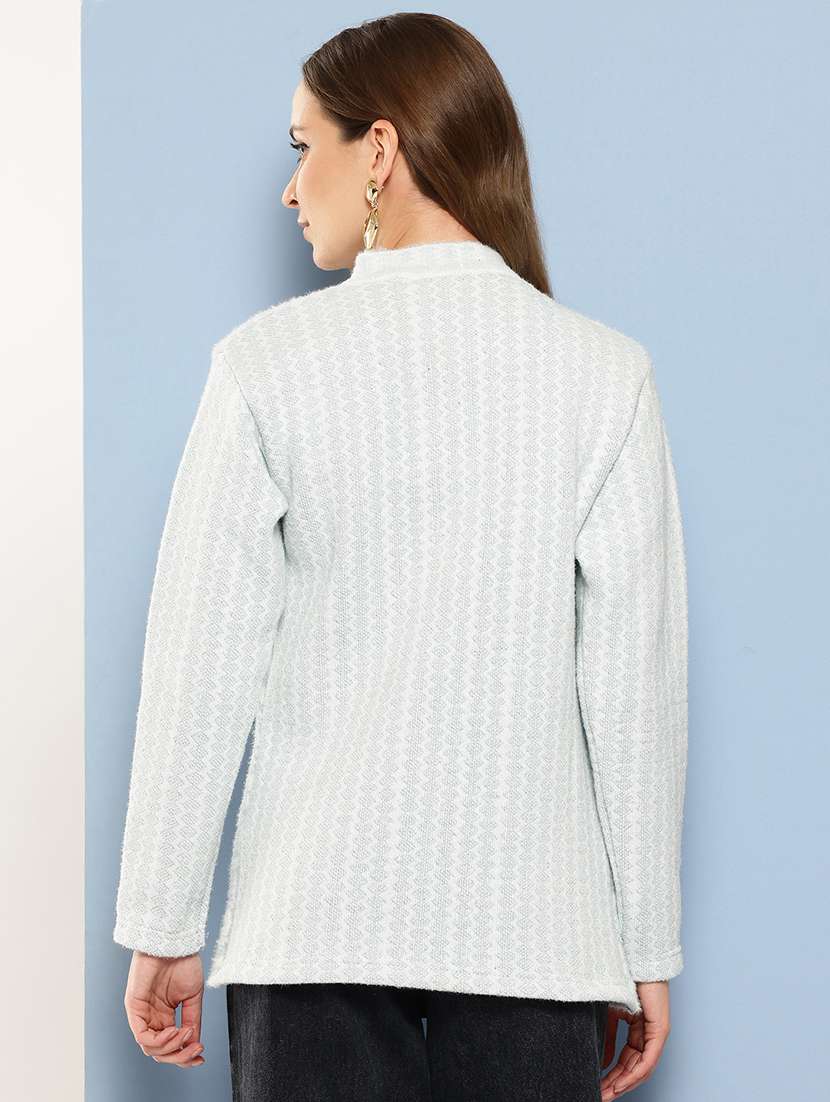 women long sleeves self design cardigan - 21695010 - Standard Image - 3