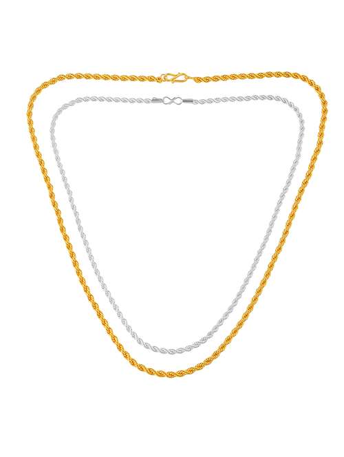 men golden & silver pleated pack of 2 chains - 21695072 -  Standard Image - 0