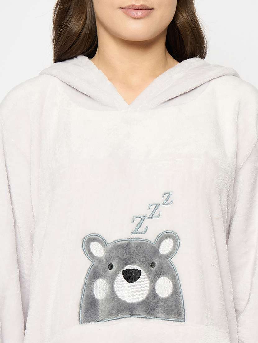 women grey hooded nightwear dress - 21695217 - Standard Image - 5
