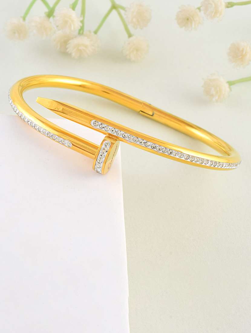 men stones studded golden cuff bracelet - 21695258 - Zoom Image - 0