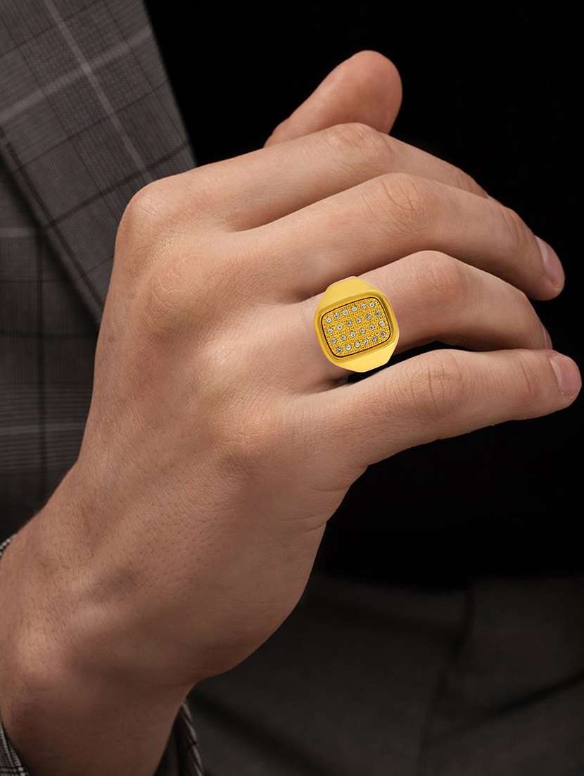 men gold plated finger ring  - 21695265 -  Standard Image - 3
