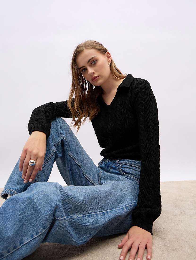 women acrylic long sleeve pullover - 21695355 -  Standard Image - 3