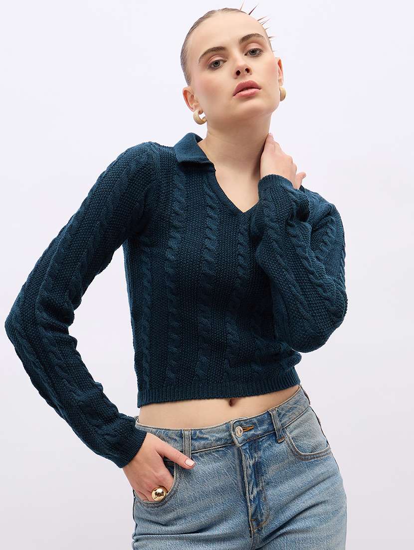 women acrylic long sleeve pullover