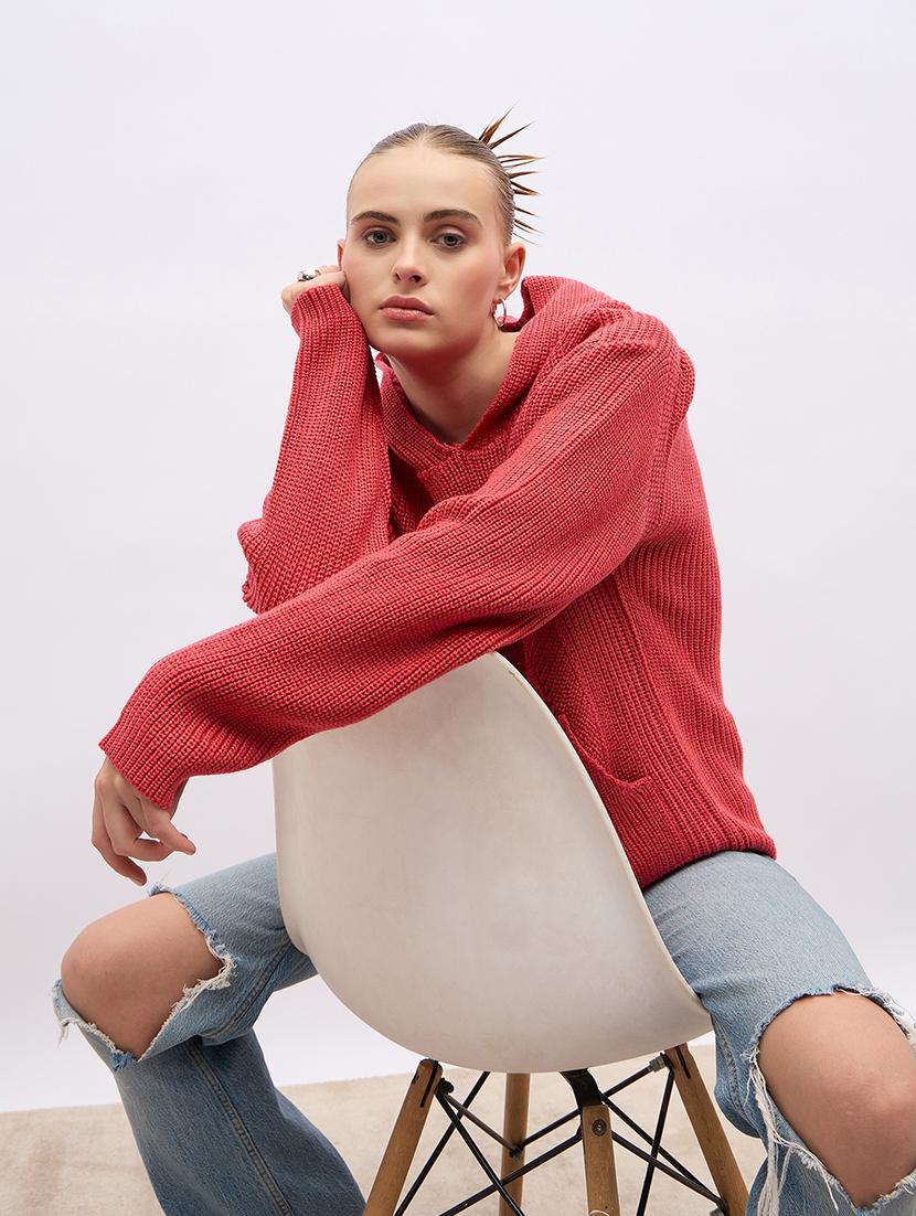 women acrylic long sleeve pullover - 21695362 - Standard Image - 3