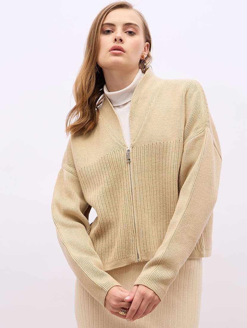 women acrylic long sleeve cardigan