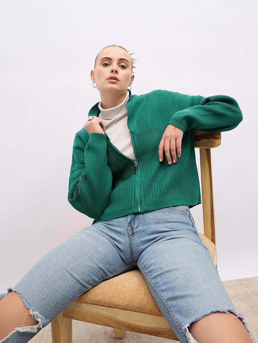women acrylic long sleeve cardigan - 21695364 - Standard Image - 3