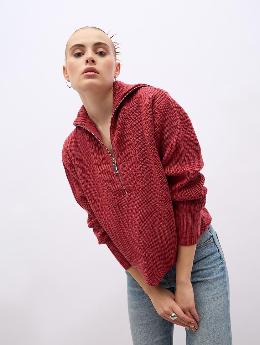 women acrylic long sleeve pullover - 21695370 - Standard Image - 3