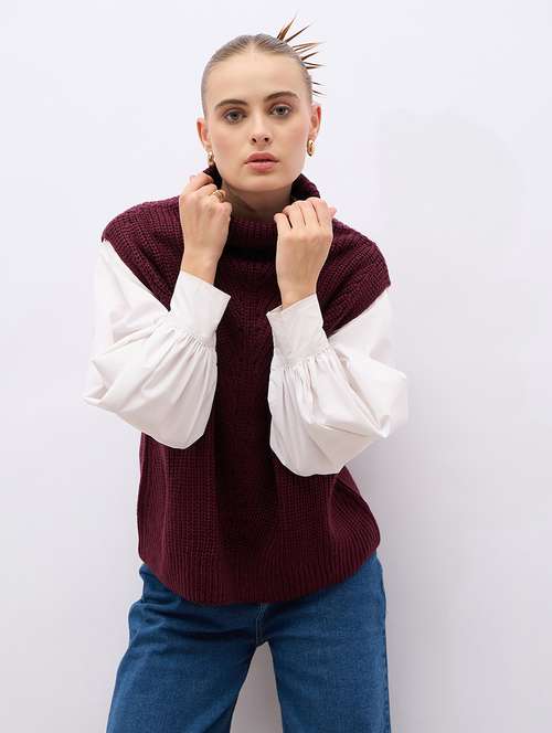 women acrylic sleeveless pullover