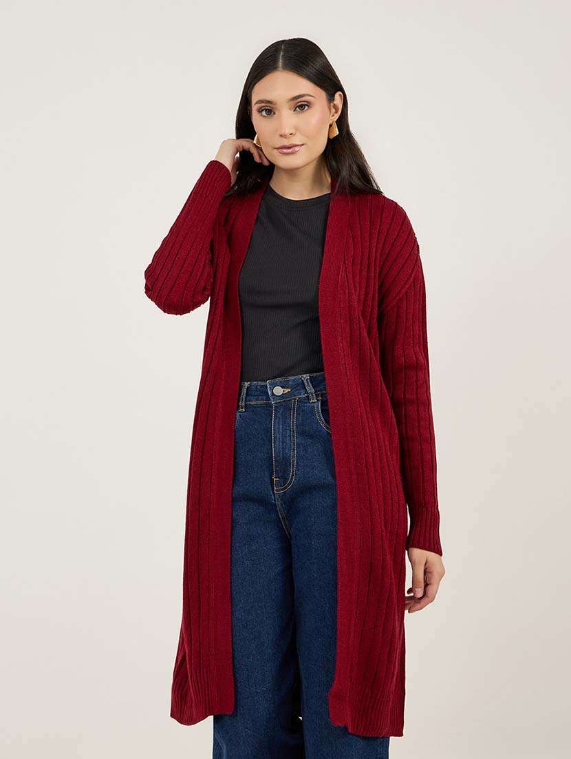 women self design long sleeve winter shrug