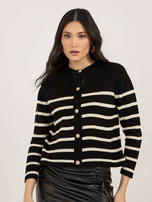 women striped long sleeve cardigan - 21695398 -  Standard Image - 0
