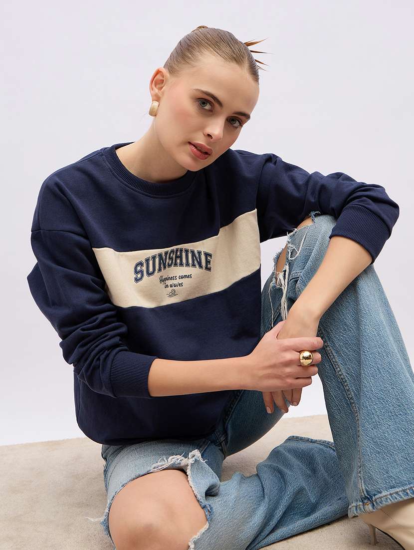 women chest print long sleeve sweatshirt - 21695421 -  Standard Image - 3