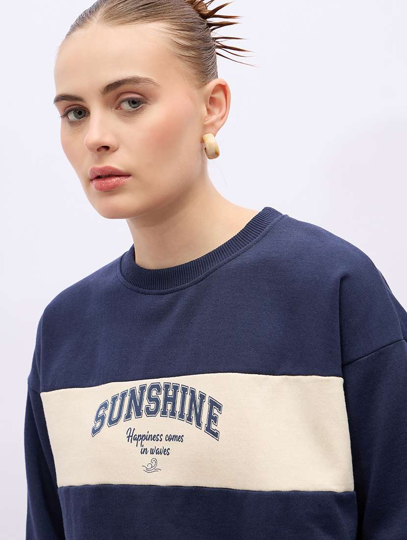 women chest print long sleeve sweatshirt - 21695421 -  Standard Image - 5