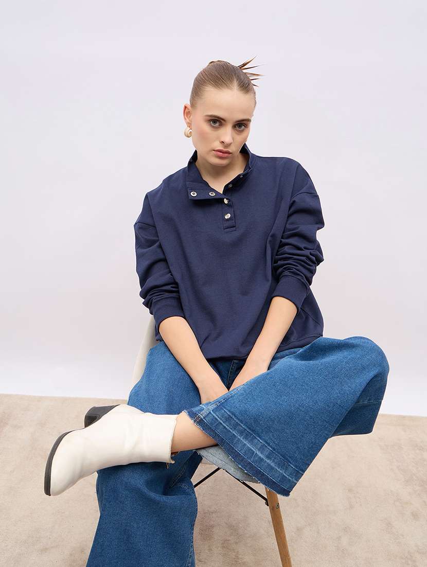 women long sleeves plain sweatshirt - 21695424 -  Standard Image - 3