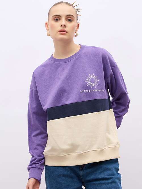 women long sleeves color block sweatshirt - 21695430 -  Standard Image - 0