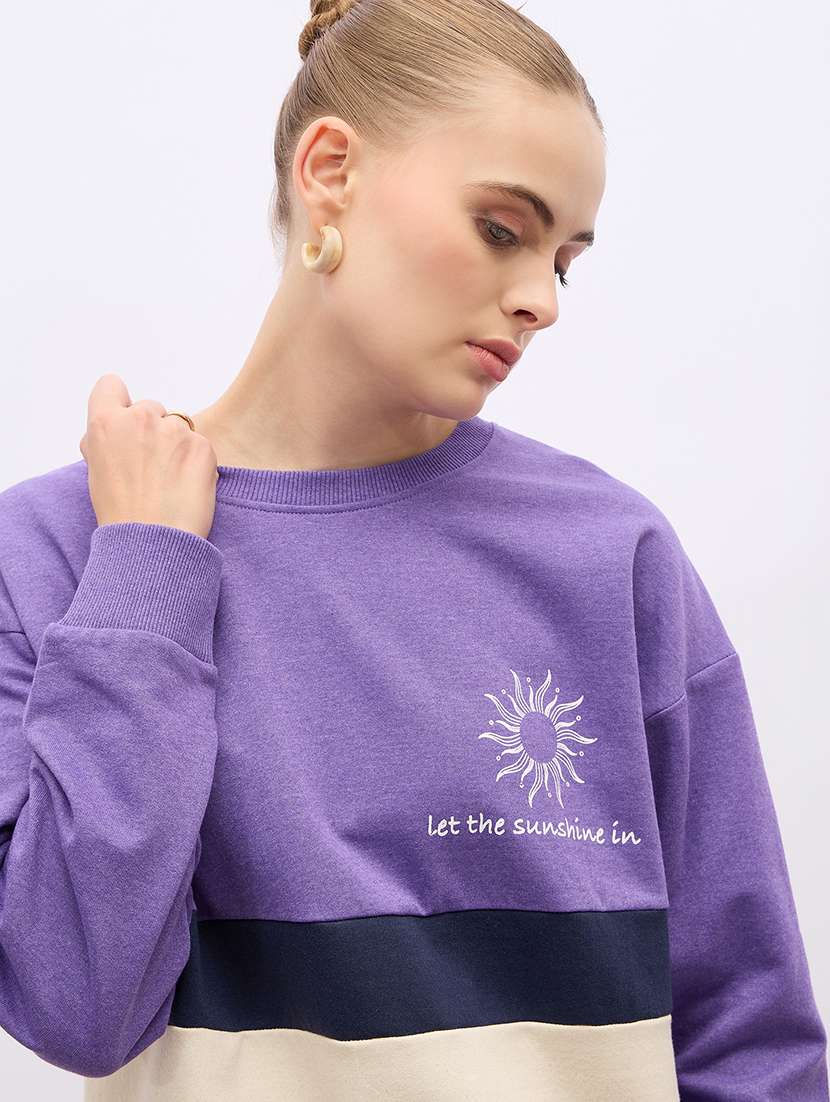 women long sleeves color block sweatshirt - 21695430 -  Standard Image - 5