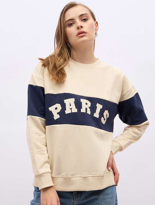 women chest print long sleeve sweatshirt - 21695431 - Standard Image - 0
