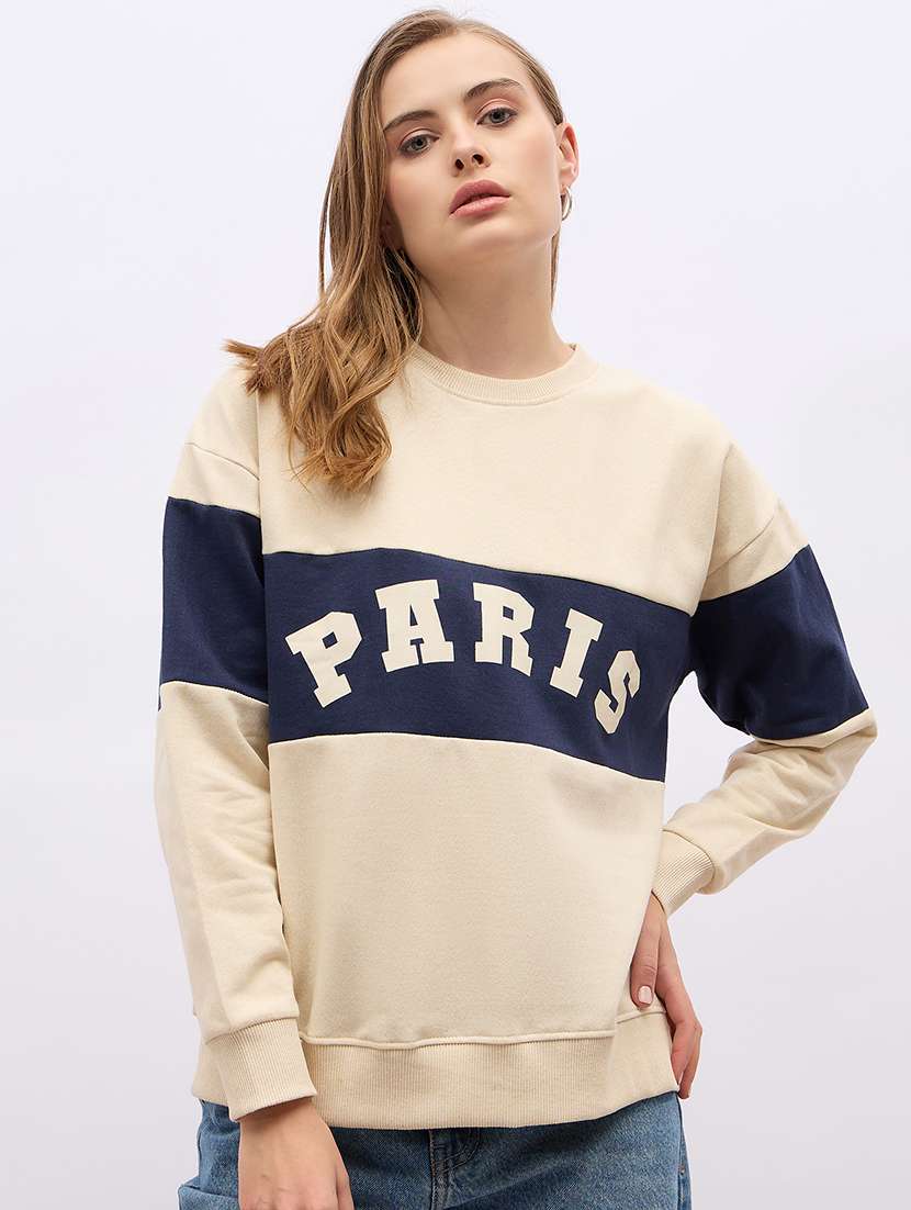 women chest print long sleeve sweatshirt - 21695431 - Zoom Image - 0
