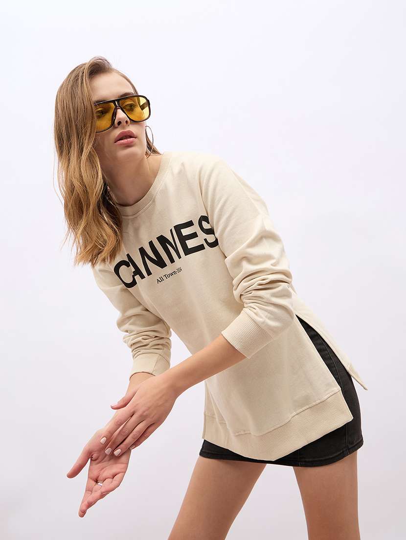 women front print long sleeve sweatshirt - 21695433 -  Standard Image - 3