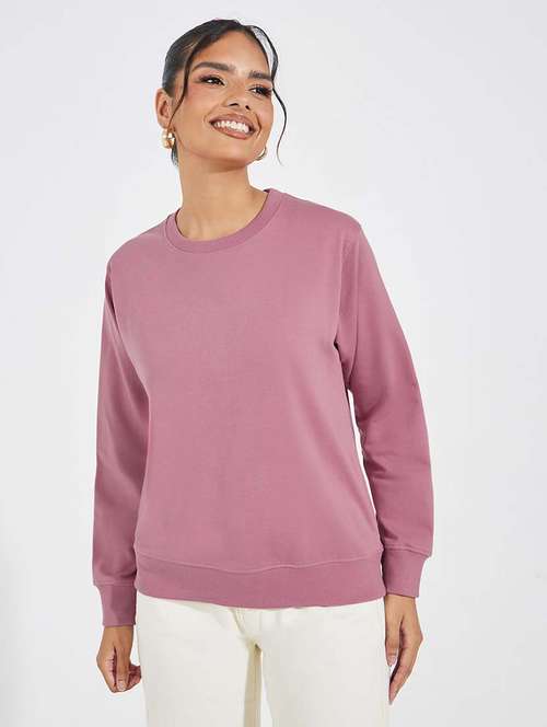 women solid long sleeve sweatshirt - 21695437 - Standard Image - 0