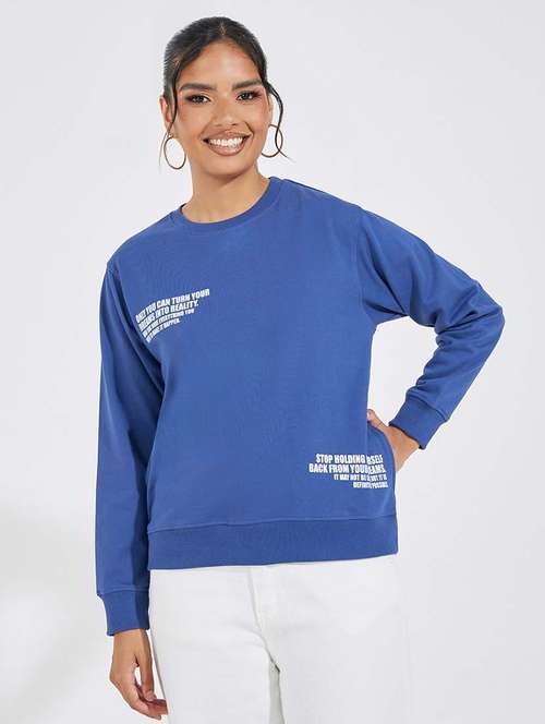 Women Placement Print Long Sleeve Sweatshirt