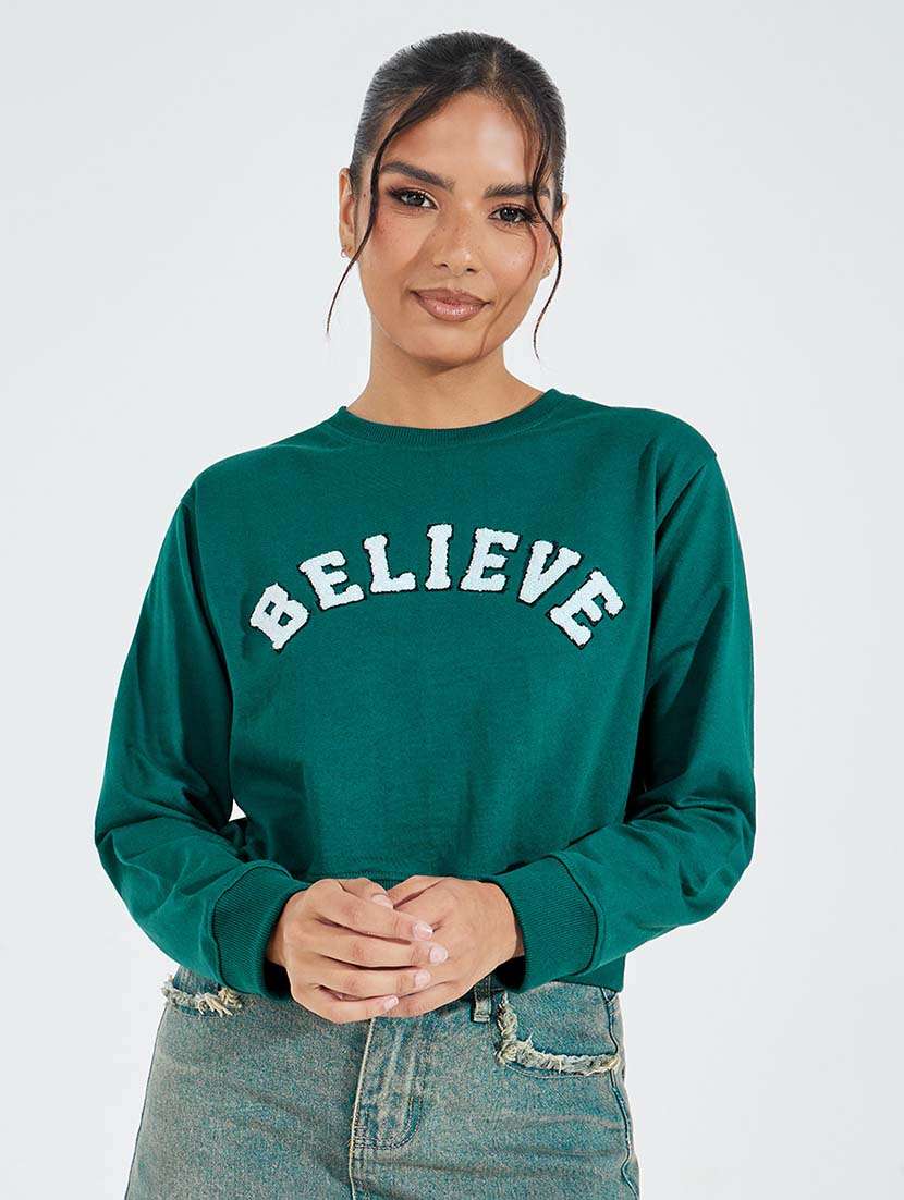 women chest print long sleeve sweatshirt - 21695442 -  Zoom Image - 0