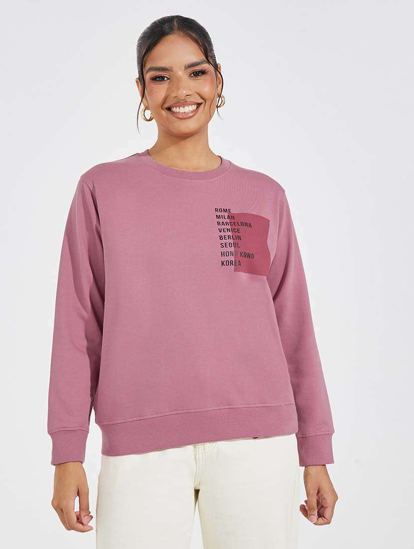 women placement print long sleeve sweatshirt