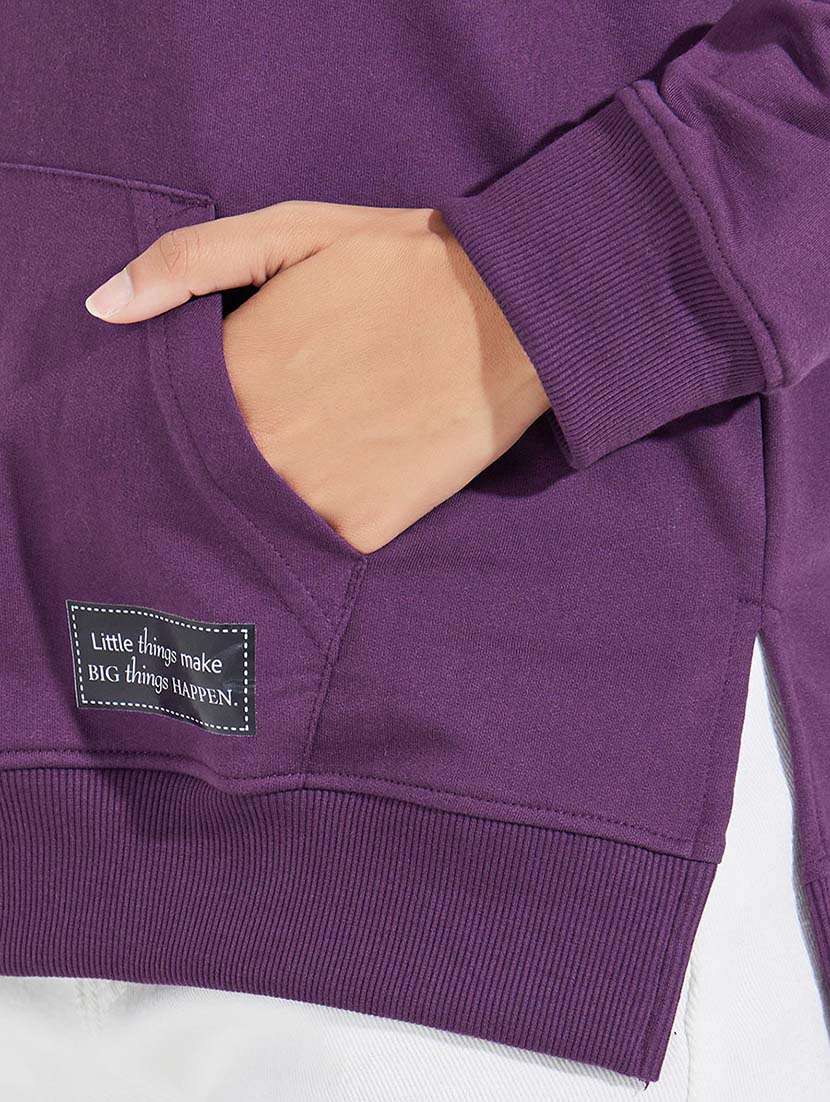 women solid long sleeve sweatshirt - 21695449 -  Standard Image - 3