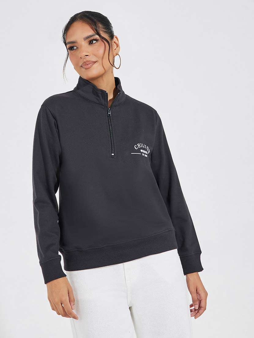women solid long sleeve sweatshirt - 21695451 - Zoom Image - 0