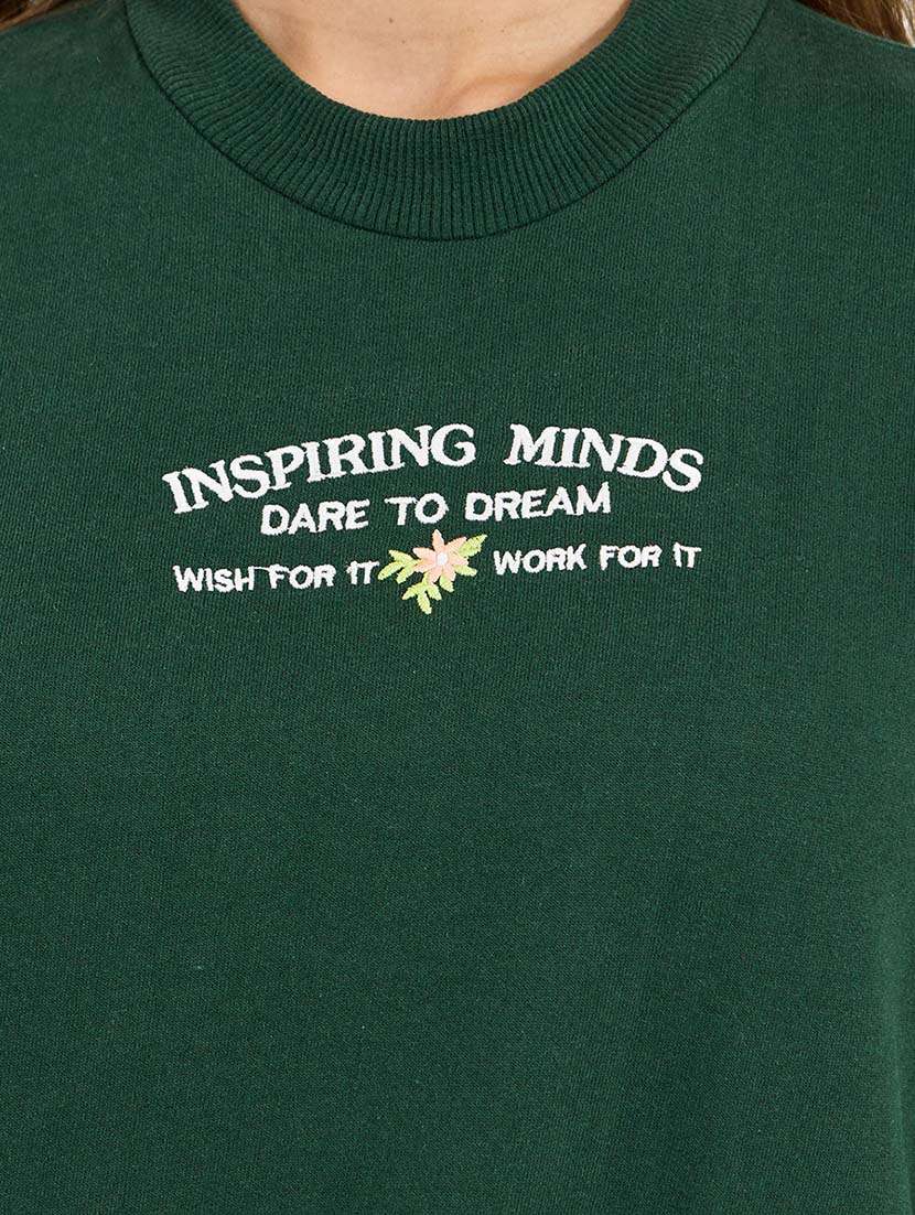 women typography long sleeve cropped sweatshirt - 21695456 -  Standard Image - 3