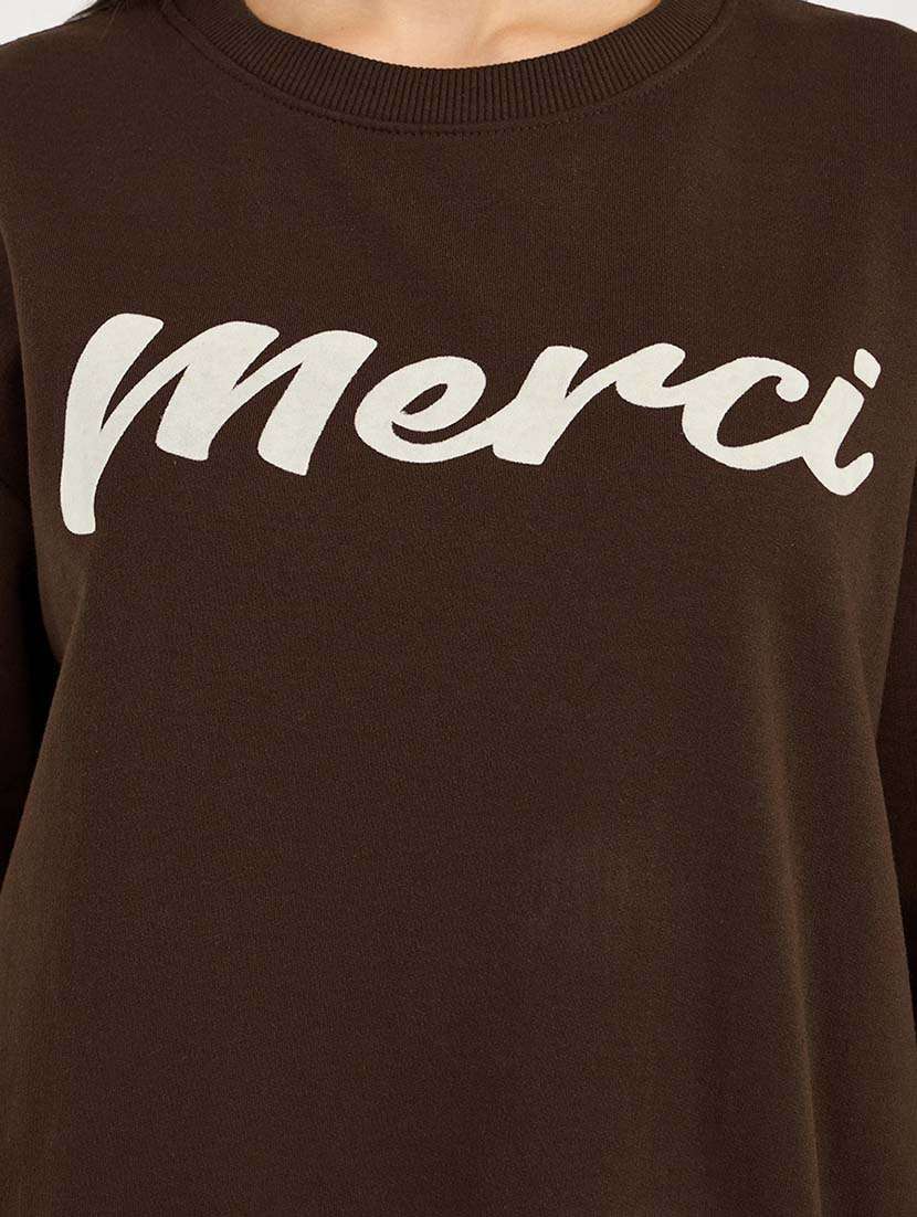 women chest print long sleeve sweatshirt - 21695459 - Standard Image - 3