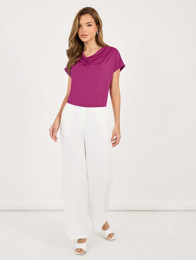 women solid cowl neck regular top - 21695472 - Standard Image - 3