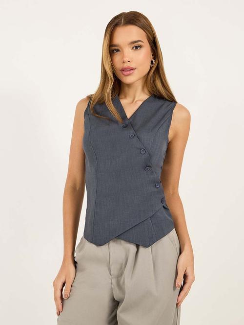 women solid sleeveless vest top - 21695474 - Standard Image - 0
