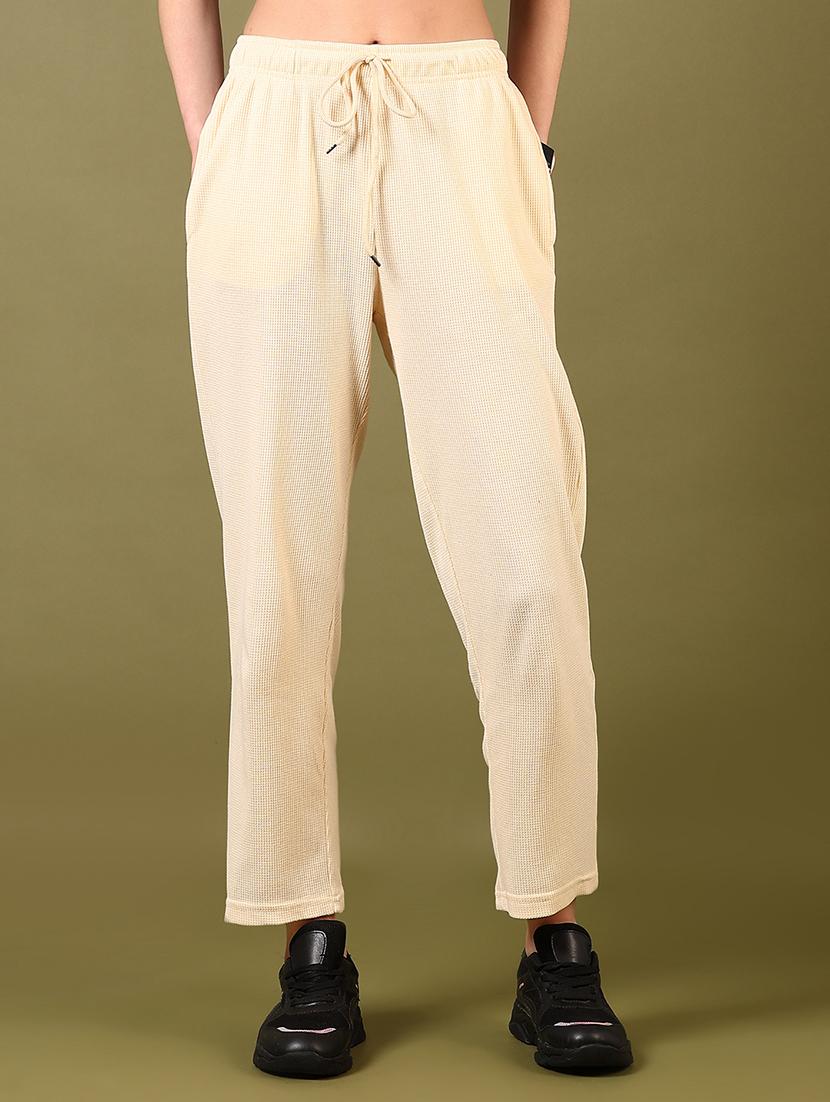 beige solid track pant