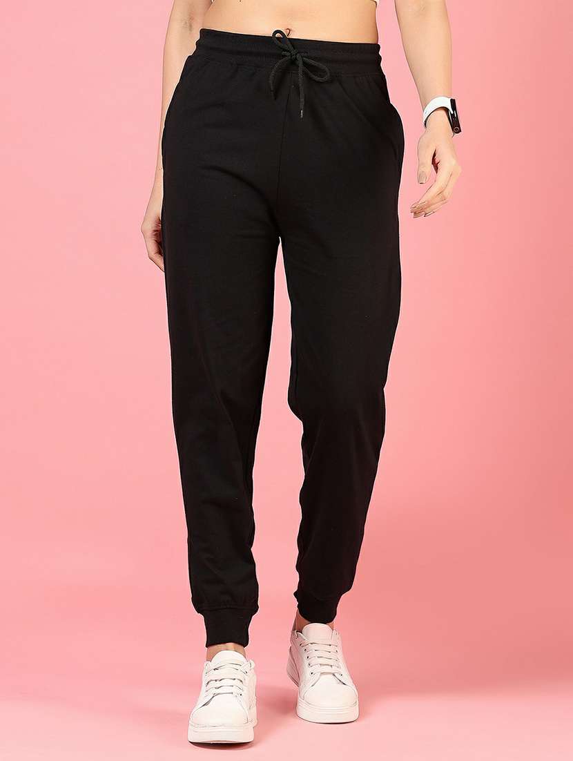 women solid mid rise jogger