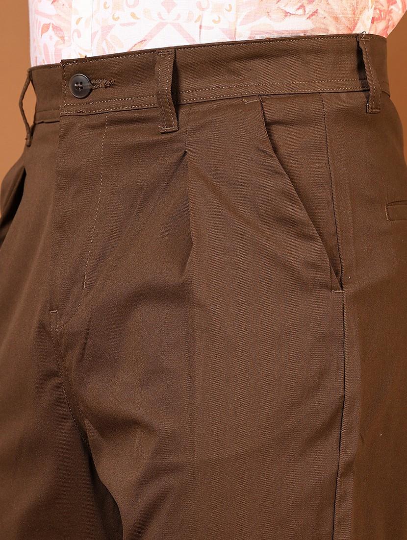 men brown solid high rise chinos casual trouser - 21695532 - Standard Image - 5