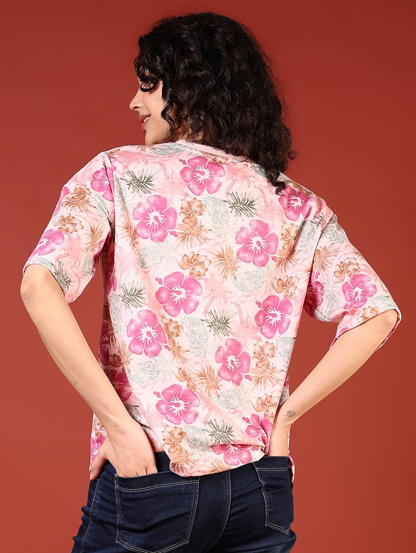 women floral print short sleeves t-shirt - 21695545 - Standard Image - 3