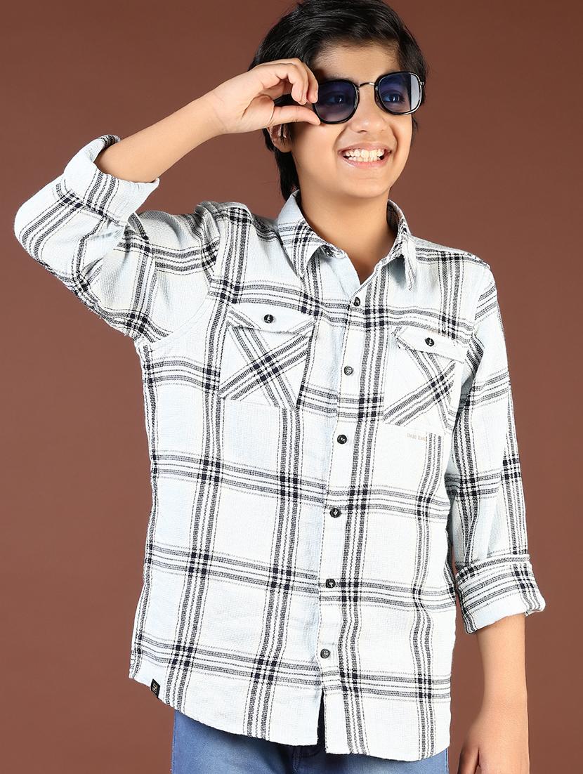 boys checkered long sleeve casual shirt