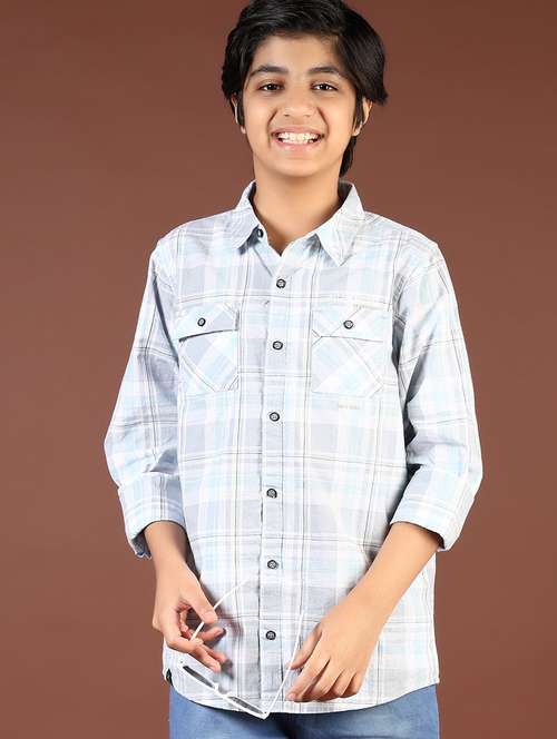 boys checkered long sleeve casual shirt - 21695556 - Standard Image - 0