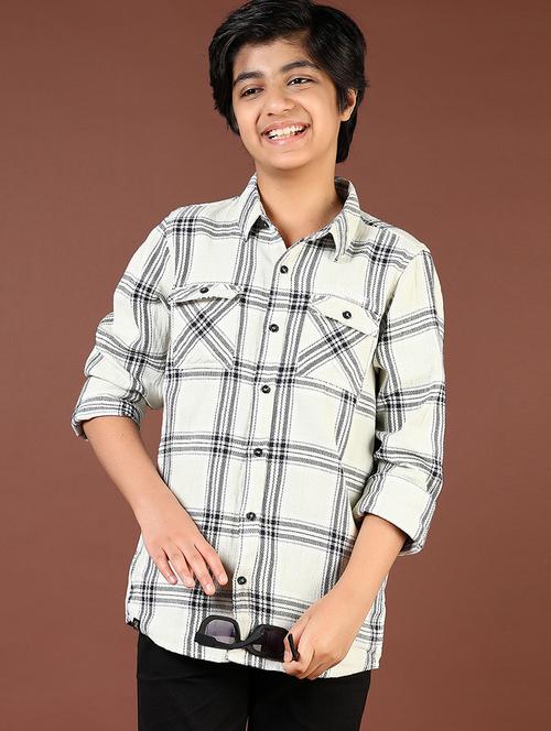 boys checkered long sleeve casual shirt - 21695557 - Standard Image - 0