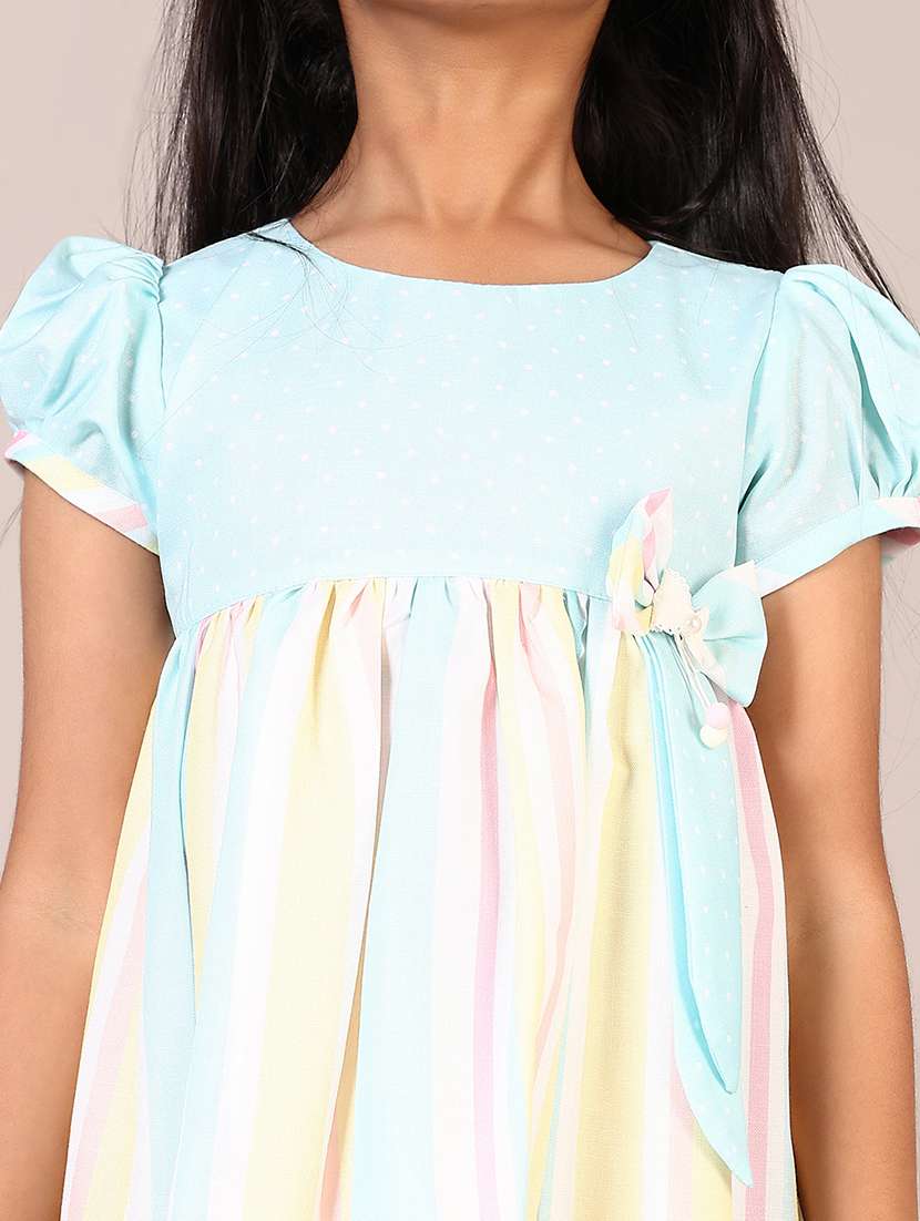 girls striped puff sleeves frock - 21695588 - Standard Image - 5
