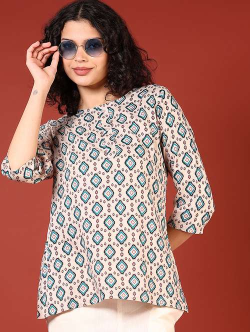 women printed round neck straight short kurti - 21695611 -  Standard Image - 0