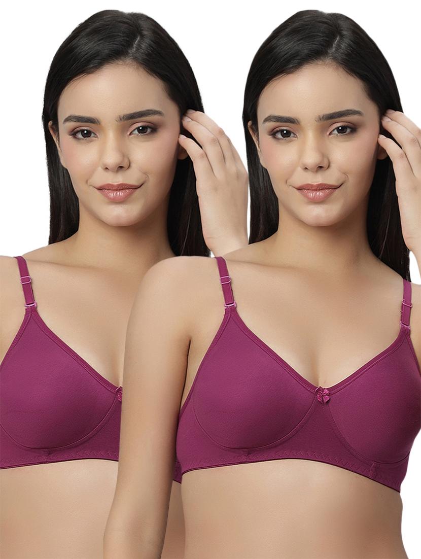 women pack of 2 solid cotton t-shirt bra - 21695868 -  Zoom Image - 0