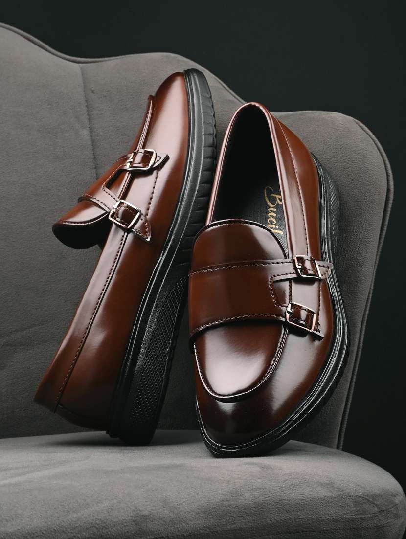 men brown slip on loafer