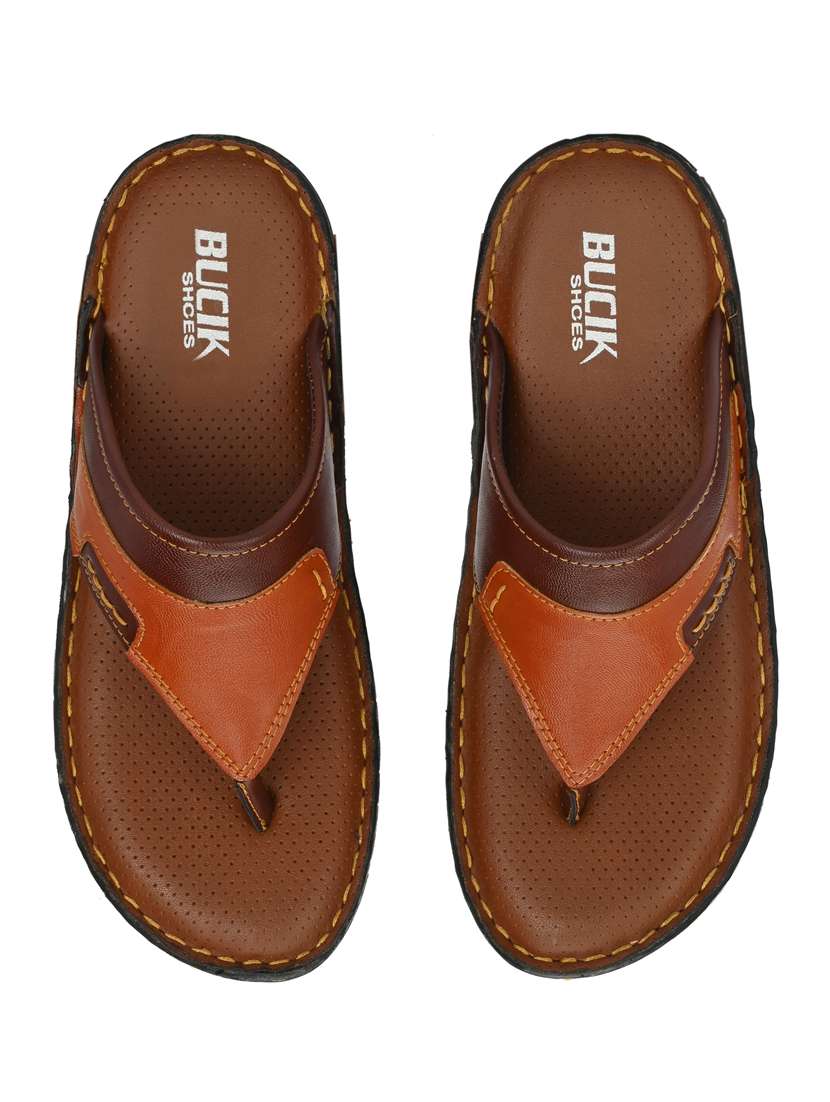 tan leatherette slip on slippers - 21695986 -  Standard Image - 3