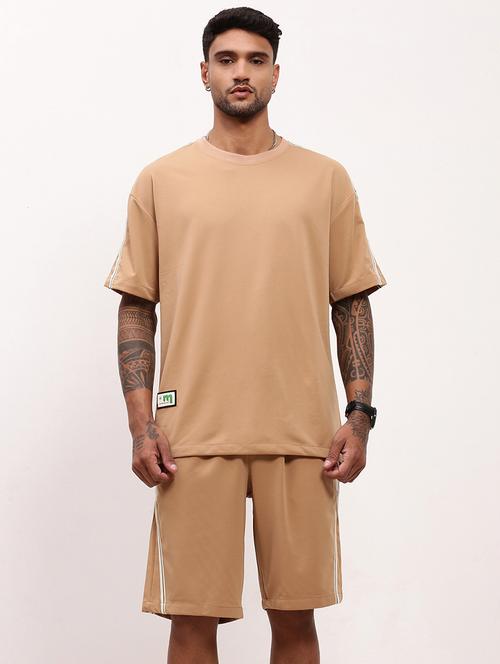 men solid t-shirt & short co-ords set - 21695996 - Standard Image - 0